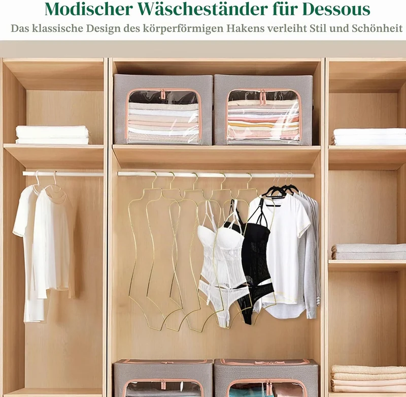 SYNHOZZ Gold draht Körperform Display Kleiderbügel Dessous Kleiderbügel (Gold) Packung mit 10 Metall