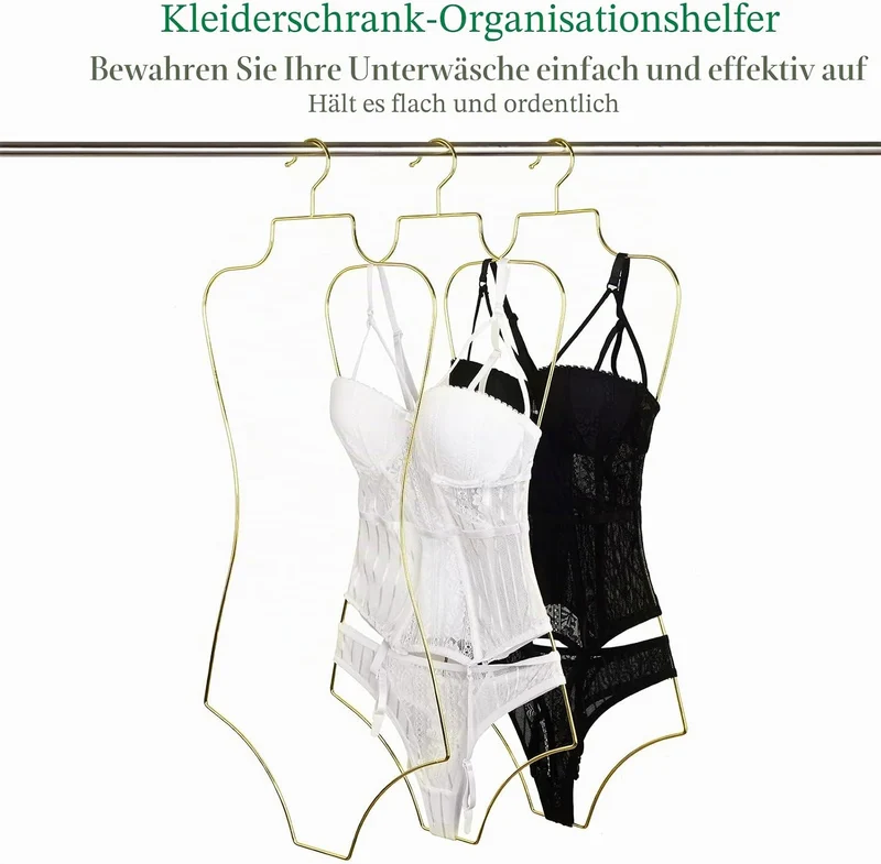 SYNHOZZ Gold draht Körperform Display Kleiderbügel Dessous Kleiderbügel (Gold) Packung mit 10 Metall