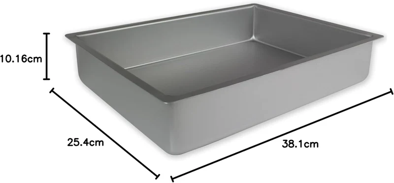 PME Längliche Aluminium-Backform 254 x 381 x 102 mm, Silber, 25 x 38 x 10 cm, 25 x 38 x 10 cm