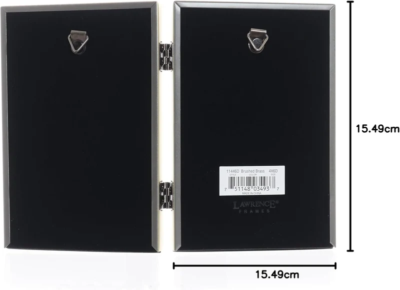 Lawrence Frames Doppel-Bilderrahmen mit Scharnier, 10,2 x 15,2 cm, Antik-Messing – Perlenbordüre Gol