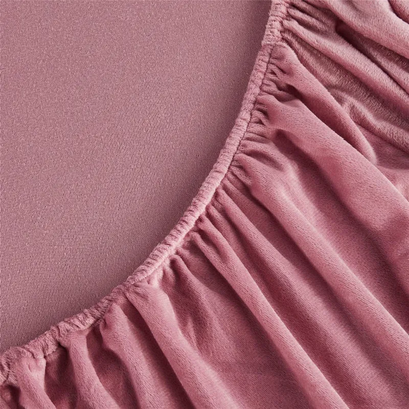 Boqingzhu Flauschige Plüsch Spannbettlaken 180x200cm Rosa Altrosa Fleece Flanell Cashmere Touch Span
