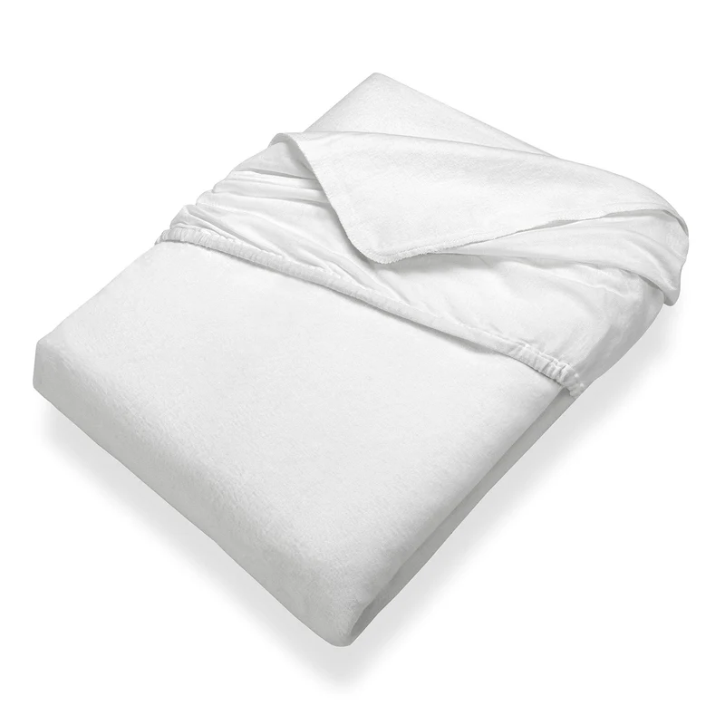 SETEX Kalmuck Spannbetttuch, 180 x 200 cm grosser Matratzenschoner, 100 % Baumwolle, Classic, Weiss,