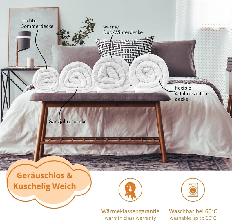 sleepling 192808 Bettwaren Set | Kopfkissen 80 x 80 cm + Winter Bettdecke 155 x 220 cm | warme Winte