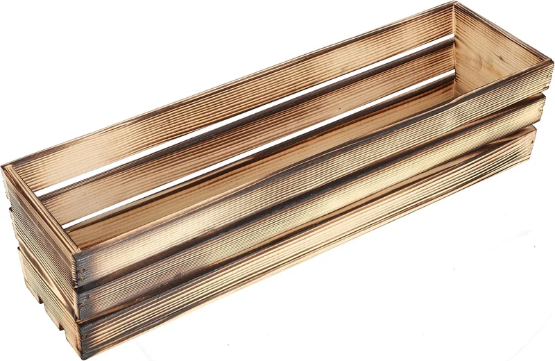 KOTARBAU® Blumenkasten Kräuterkasten aus Holz Langer Balkon-Blumenkasten 600x180x150 mm Angebrannt A
