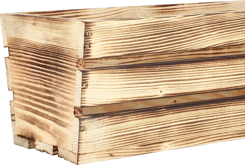 KOTARBAU® Blumenkasten Kräuterkasten aus Holz Langer Balkon-Blumenkasten 600x180x150 mm Angebrannt A
