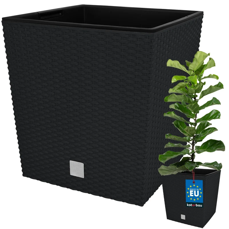 KOTARBAU® Blumentopf 320 mm Anthrazit Set Übertopf mit Innentopf für Pflanzenzucht 320x320x325 mm An