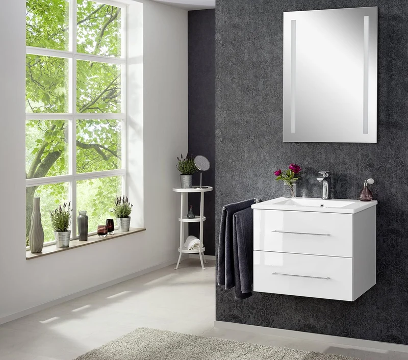 FACKELMANN LED Spiegel linear Mirrors/Wandspiegel mit LED-Beleuchtung/Masse (B x H x T): ca. 60 x 75