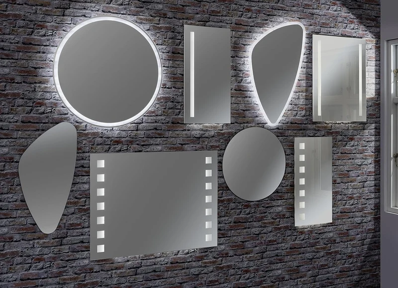 FACKELMANN LED Spiegel linear Mirrors/Wandspiegel mit LED-Beleuchtung/Masse (B x H x T): ca. 60 x 75