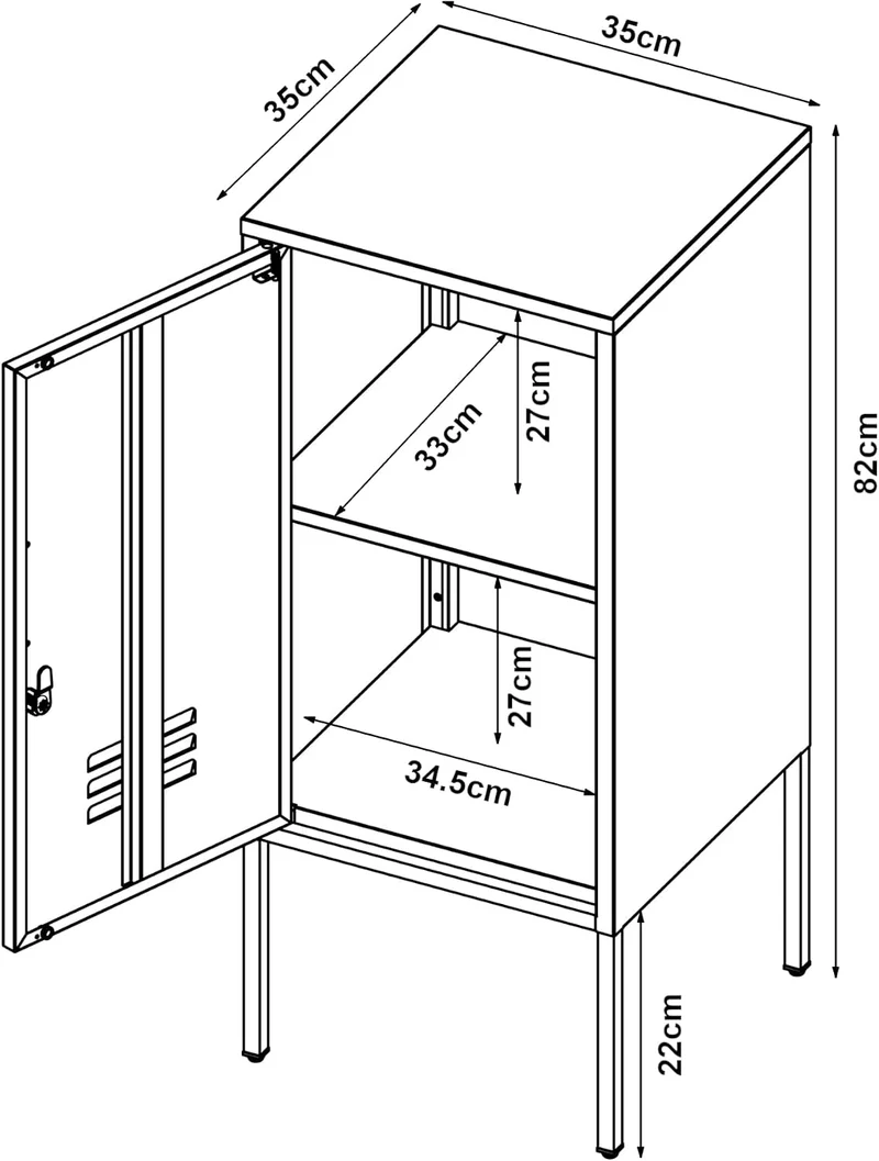 [en.casa] Nachtschrank Hausjärvi 2er Set Nachttisch Metallschrank Weiss Beistelltisch Nachtkästchen