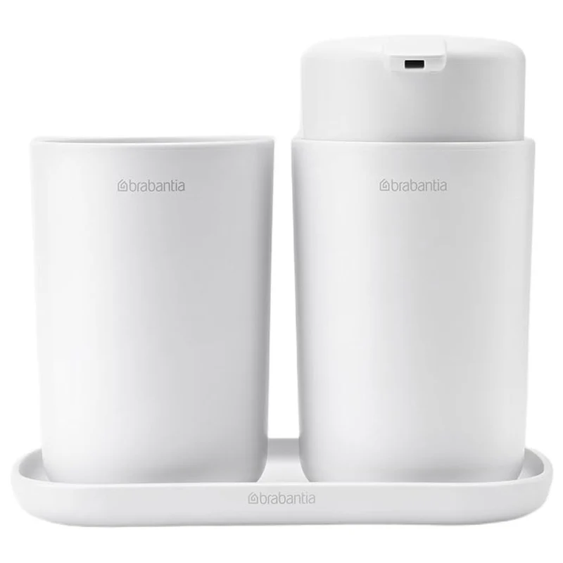 Brabantia Renew Collection Badezimmer-Set, Kunststoff, Weiss, Set of 3 White, White