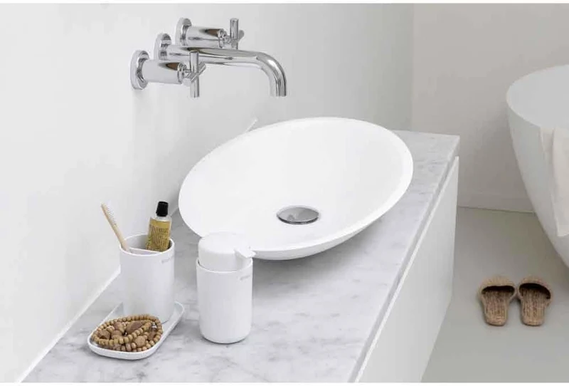 Brabantia Renew Collection Badezimmer-Set, Kunststoff, Weiss, Set of 3 White, White
