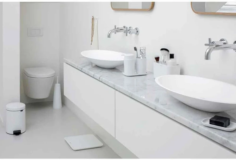 Brabantia Renew Collection Badezimmer-Set, Kunststoff, Weiss, Set of 3 White, White