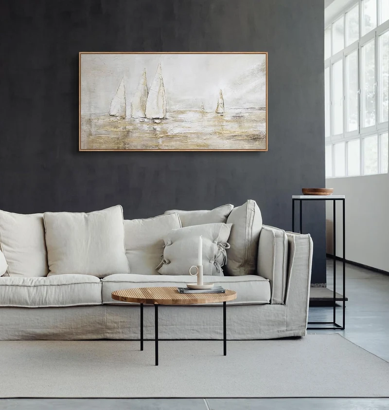 YS-Art Abstrakt Acryl Gemälde auf Leinwand Sonnenblendung handgemalt Wandbilder Wohnzimmer modern Wo