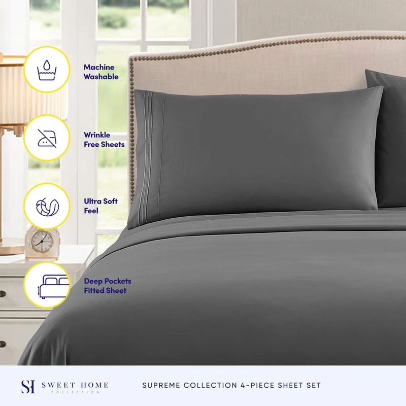 Sweet Home Collection, Fadenzahl 2129, weiche ägyptische Qualität, gebürstete Mikrofaser Laken – Lux