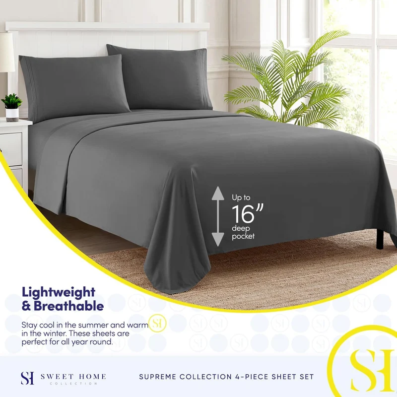 Sweet Home Collection, Fadenzahl 2129, weiche ägyptische Qualität, gebürstete Mikrofaser Laken – Lux
