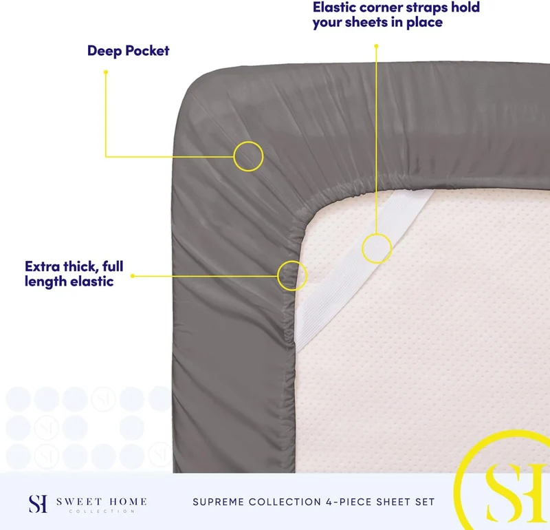 Sweet Home Collection, Fadenzahl 2129, weiche ägyptische Qualität, gebürstete Mikrofaser Laken – Lux
