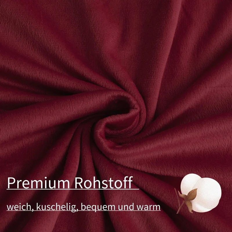 Boqingzhu Biber Bettwäsche 220×240cm Plüsch Rot Weinrot Flanell Winter Warm Kuschelig Flauschig Bett