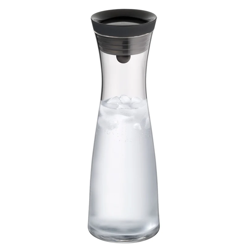 WMF Basic Wasserkaraffe aus Glas, 1 Liter, Glaskaraffe mit Deckel, Silikondeckel, CloseUp-Verschluss