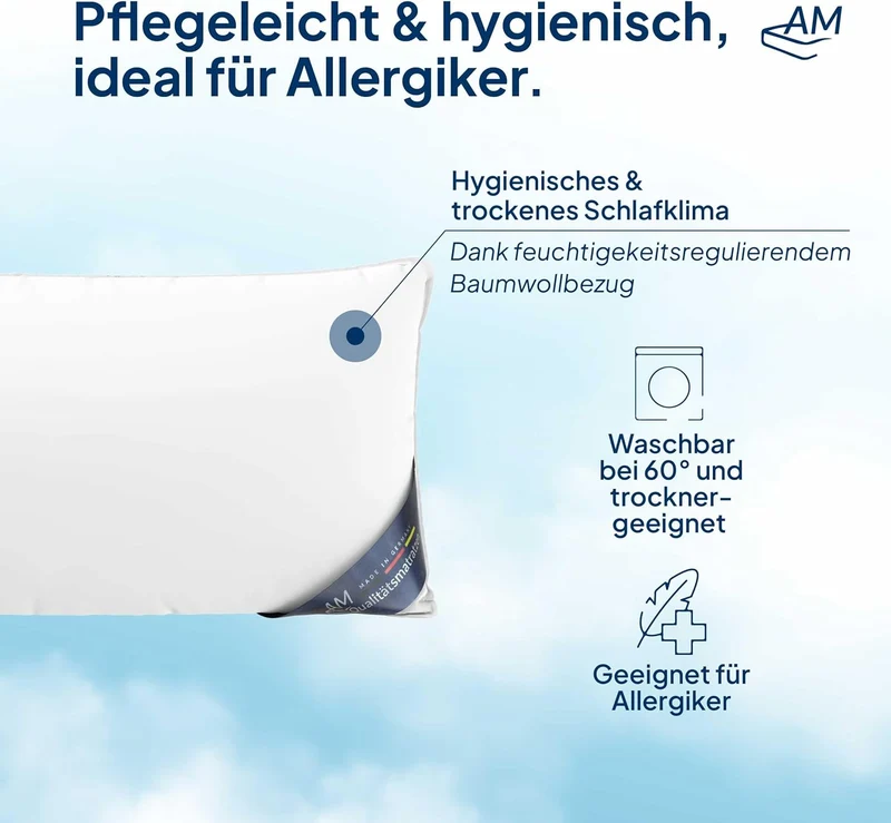 DormiGood - 2er Set Premium Daunenkissen 45 x 70 cm 100% Natur - 3 Kammer Kopfkissen 45x70 520g extr