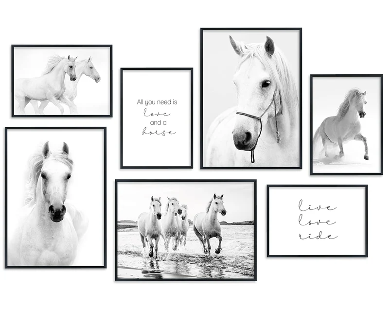Hyggelig Home Premium Poster Set - 7 passende Bilder im stilvollen Set - Collage Deko - Set Pferde 3