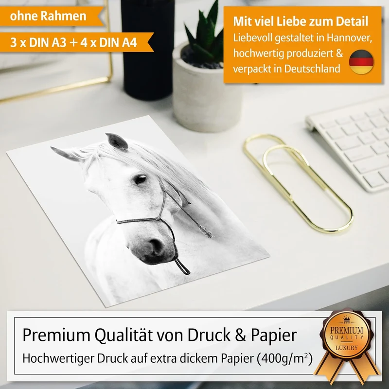 Hyggelig Home Premium Poster Set - 7 passende Bilder im stilvollen Set - Collage Deko - Set Pferde 3