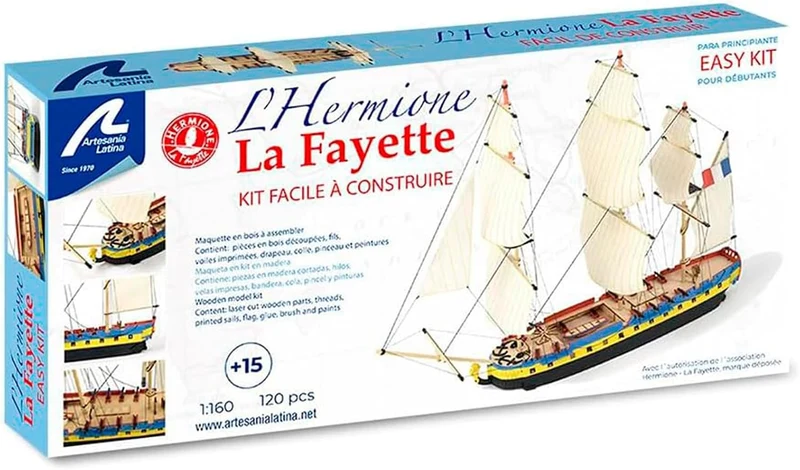 Artesanía Latina - Holzmodellschiff - Easy Kit französische Fregatte, Hermione La Fayette - Modell 1