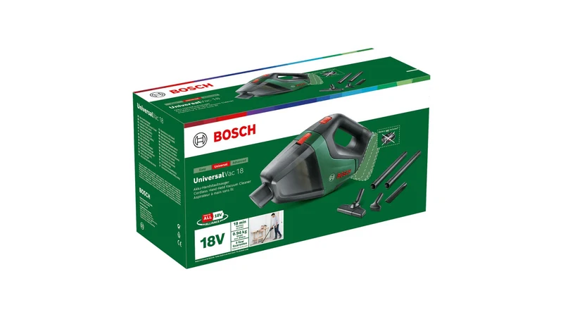 Bosch UniversalVac 18 - 2-in-1 stick vacuum - Beutellos - Schwarz - Grün - Trocken - Filterung - Teppich - Harter Boden