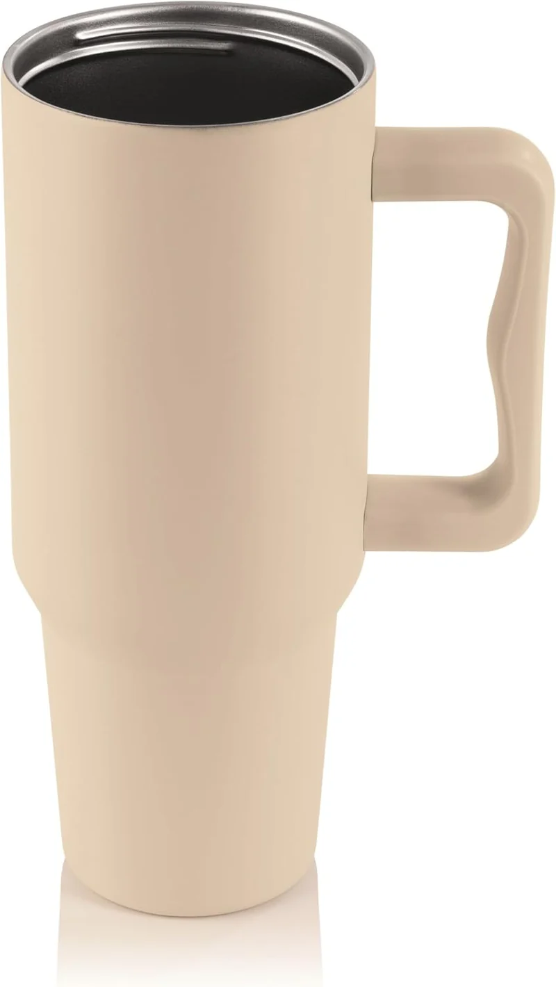 GOURMETmaxx Thermobecher mit Strohhalm & Henkel | 1,2 L Kaffebecher To Go | Isolierbecher mit 2in1 D