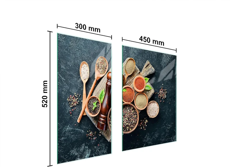 TMK ArtDeko Herdabdeckplatten 75 x 52 cm 2-teilig Ceranfeldabdeckung Induktion Herdschutz Spritzschu