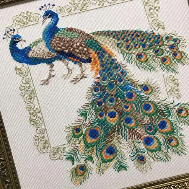Riolis Kreuzstich-Set, Motiv: The Peacocks, Kreuzstich, Weiss