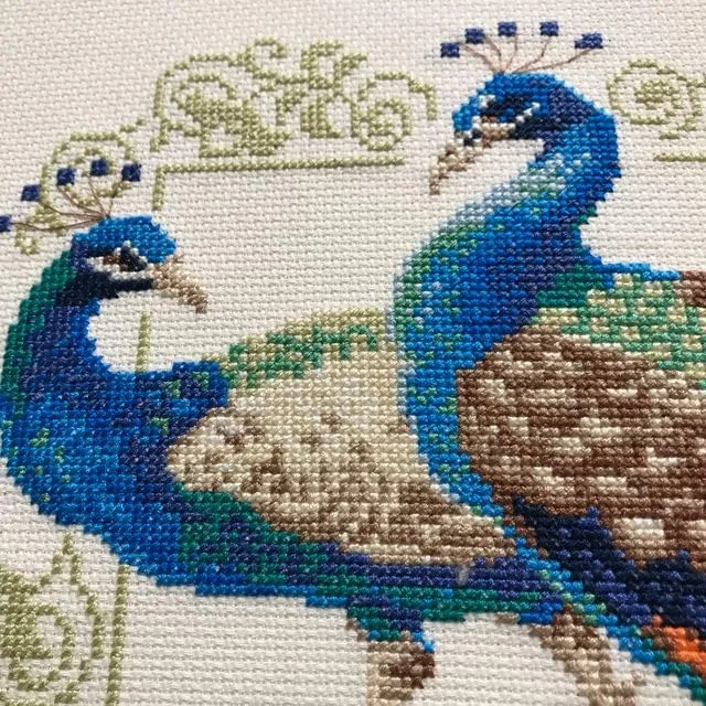 Riolis Kreuzstich-Set, Motiv: The Peacocks, Kreuzstich, Weiss