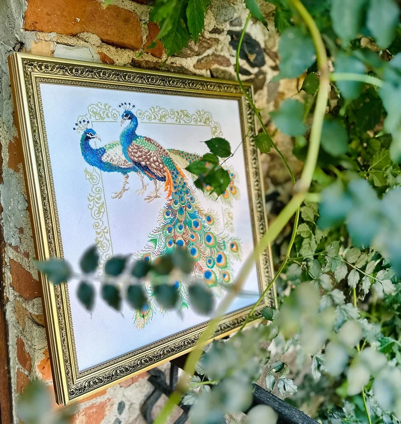Riolis Kreuzstich-Set, Motiv: The Peacocks, Kreuzstich, Weiss