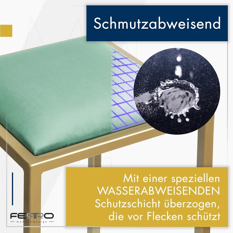 FERRO modern design Barhocker Gold ohne Lehne 64 cm - Metal Barstuhl mit Gepolstertem Sitz - Loft St