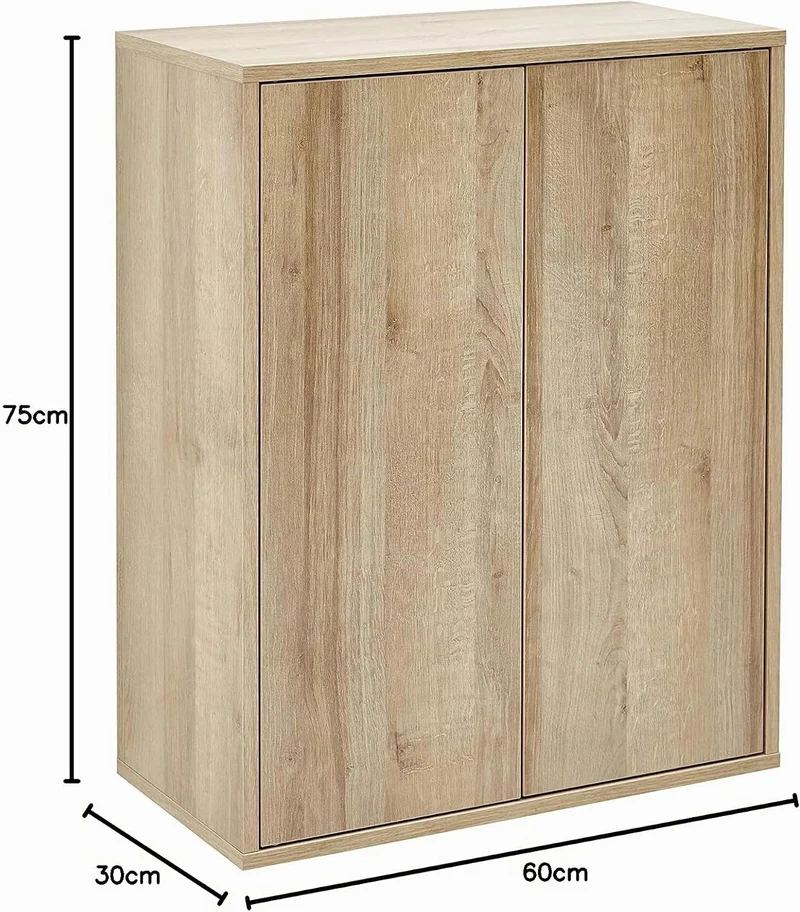 FACKELMANN Finn Midischrank (60 x 75 x 30,5 cm) – Badezimmerkommode mit 2 Einlegeböden aus Glas – Ba