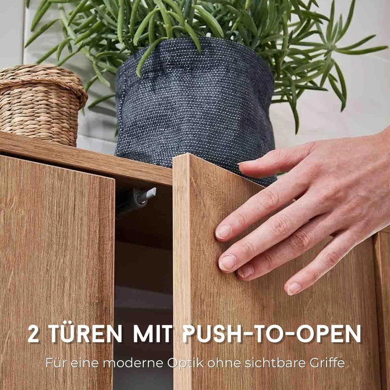 FACKELMANN Finn Midischrank (60 x 75 x 30,5 cm) – Badezimmerkommode mit 2 Einlegeböden aus Glas – Ba