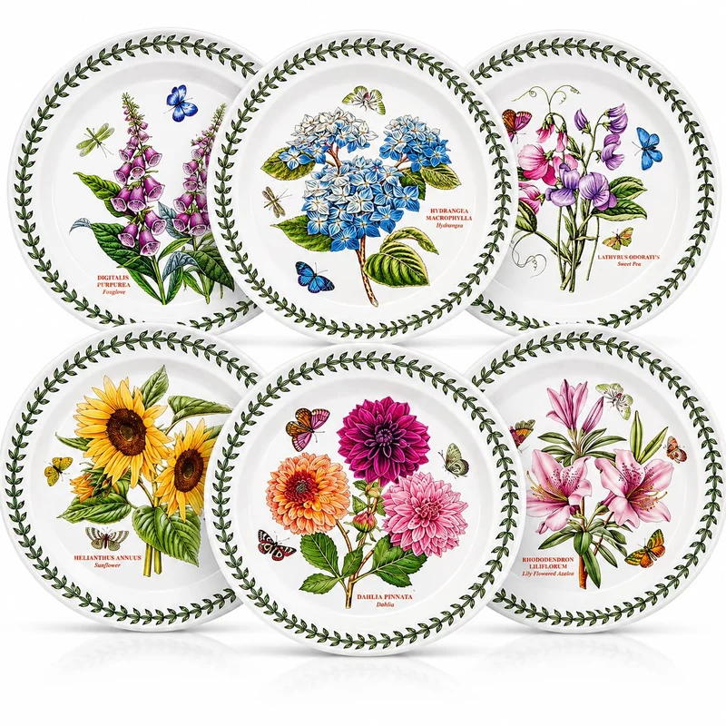 Portmeirion Botanic Garden 25,4 cm Abendessen Teller – Set von 6 Rose, Rose