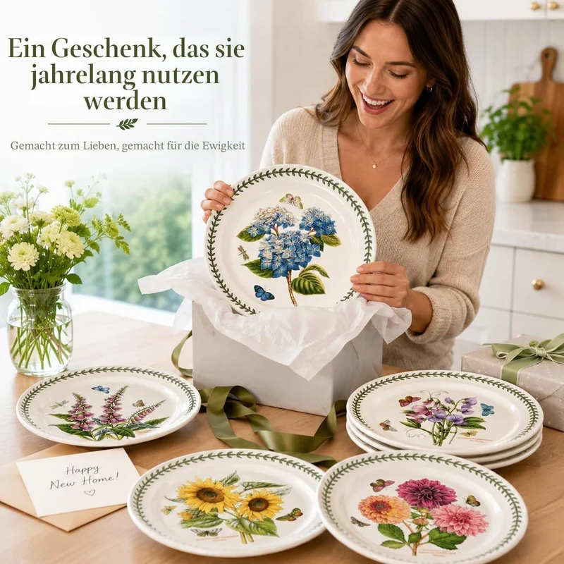 Portmeirion Botanic Garden 25,4 cm Abendessen Teller – Set von 6 Rose, Rose
