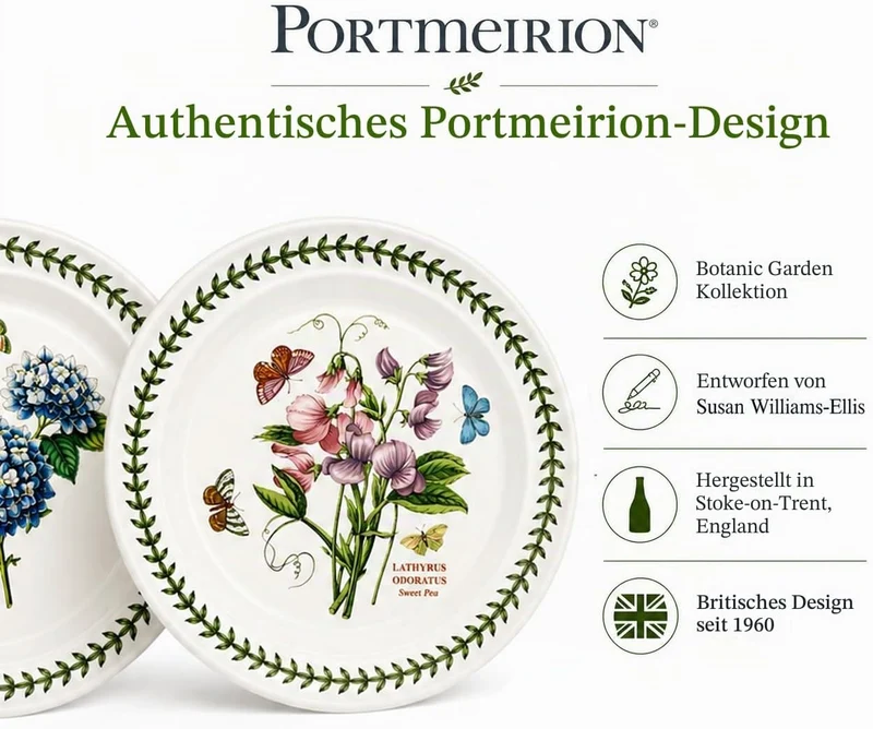 Portmeirion Botanic Garden 25,4 cm Abendessen Teller – Set von 6 Rose, Rose