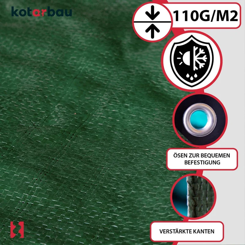 KOTARBAU® Gewebeplane 6x8 m Grün 120g/m2 Abdeckplane Verstärkten Ösen Schutzplane Bauplane Wasserdic
