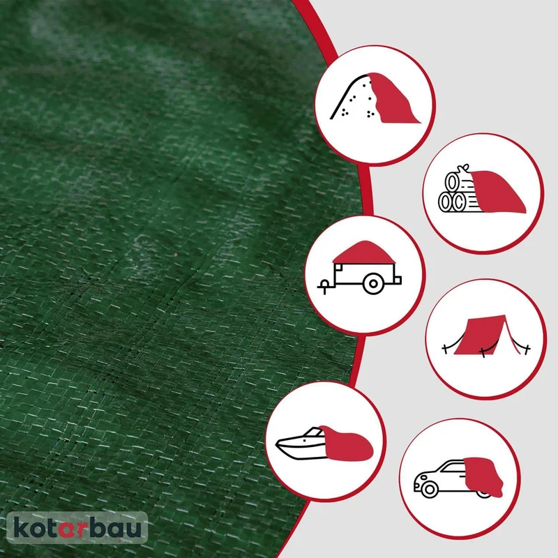 KOTARBAU® Gewebeplane 6x8 m Grün 120g/m2 Abdeckplane Verstärkten Ösen Schutzplane Bauplane Wasserdic