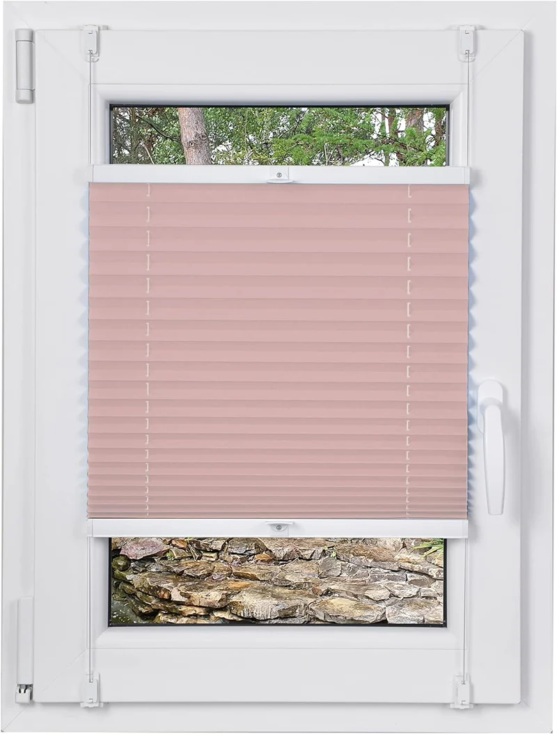 DECOOR Plissee ohne Bohren 30cm x 100cm Faltrollo Rollo für Fenster und Tür Nicht-invasive Fensterja