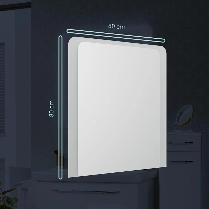 FACKELMANN LED Spiegel Milano 80 / Wandspiegel mit Design-LED-Beleuchtung/Masse (B x H x T): ca. 80