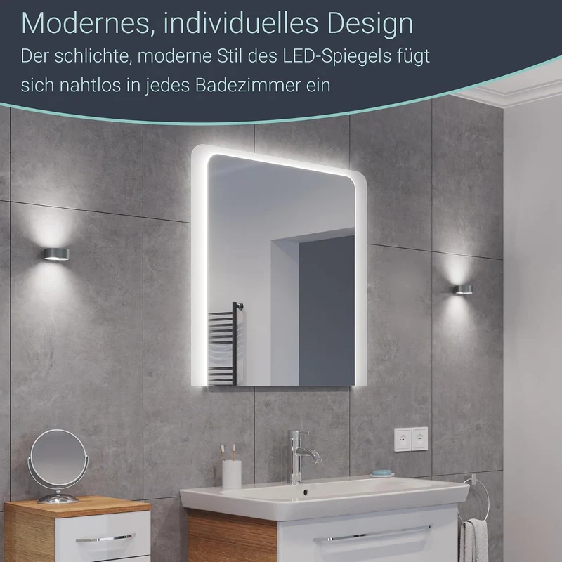 FACKELMANN LED Spiegel Milano 80 / Wandspiegel mit Design-LED-Beleuchtung/Masse (B x H x T): ca. 80