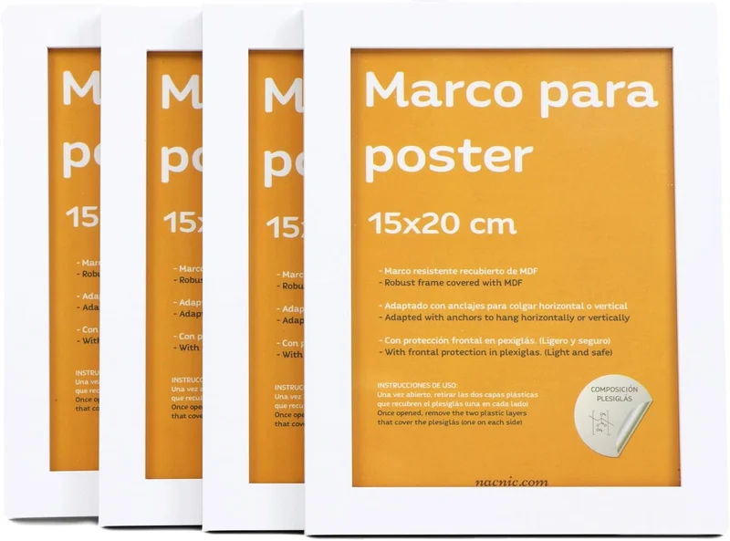 Nacnic 4-er Set Starke Klassische Fotorahmen zum Schutz und Anzeige von Fotos, Diplome, Plakate, Pos