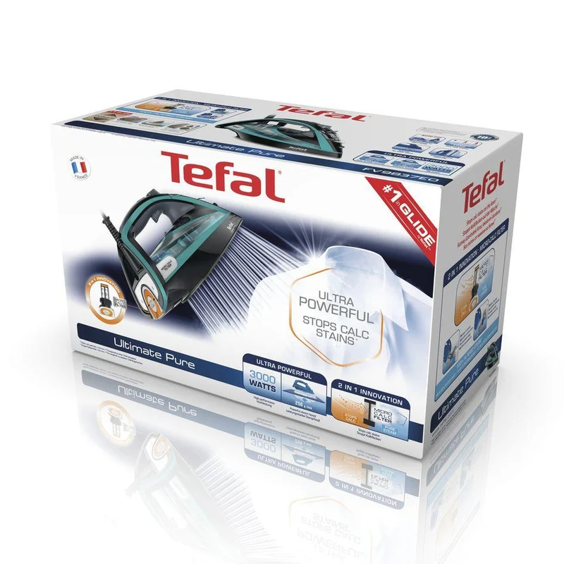 TEFAL Ultimate Pure FV9844E0 - Dampfbügeleisen mit automatischer Abschaltung - Durilium AirGlide automatische Reinigung