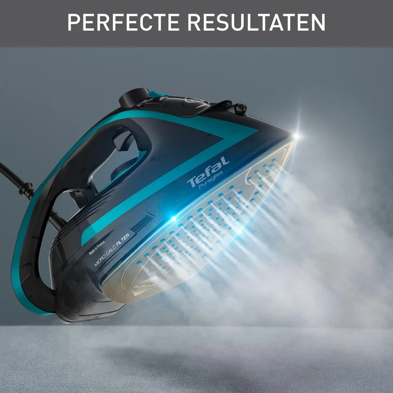 TEFAL Puregliss FV8066 - Trocken- & Dampfbügeleisen - Durilium AirGlide Autoclean soleplate - 2 m - 280 g/min - Schwarz - Blau - 50 g/min
