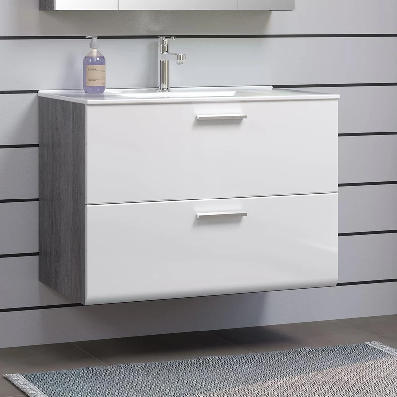 trendteam smart living - Waschbeckenunterschrank Unterschrank - Badezimmer - Riva - Aufbaumass (BxHx