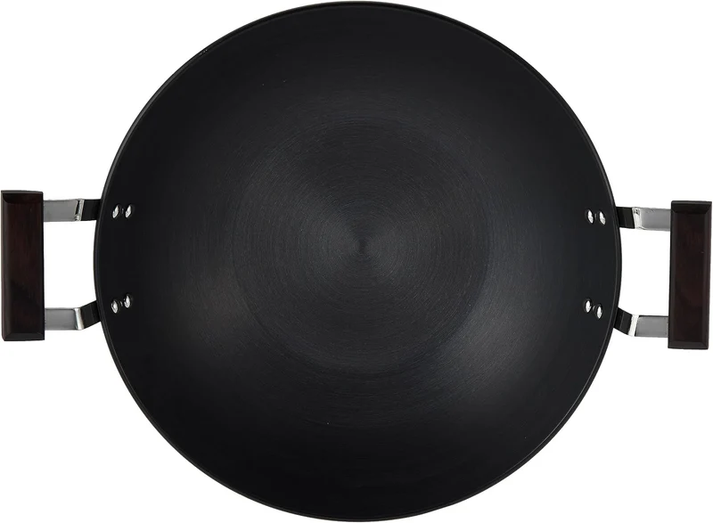 Futura Hard eloxiert deep-fry Pan (Kadhai) mit Stahl Deckel und flacher Boden 5 L, 5 L