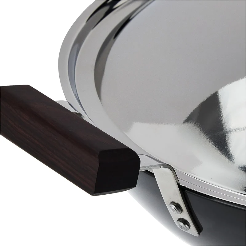 Futura Hard eloxiert deep-fry Pan (Kadhai) mit Stahl Deckel und flacher Boden 5 L, 5 L