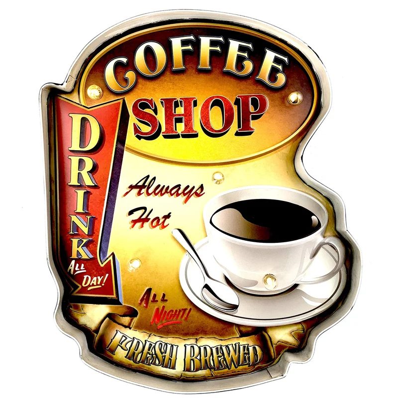 DiiliHiiri Leuchtschild Retro-Schild Wandschild im Vintage-Stil LED Schild für Cafe Pub Dekoschild Z